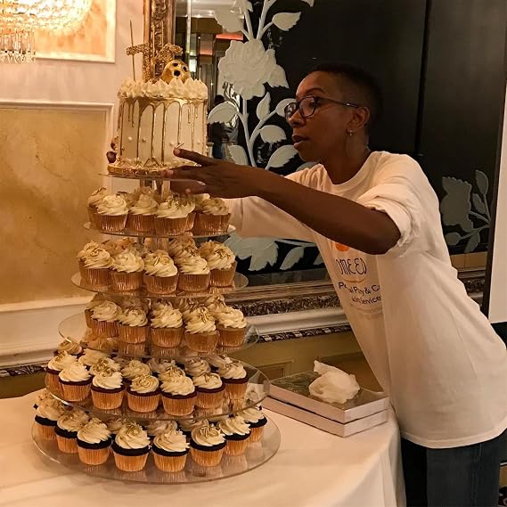Gowing 6 Tier Cupcake Stand, Cupcake Tower Display, Round Cupcake Holder, Cupcake Display Stand with Base, Acrylic Clear Tiered Dessert Stands for Party