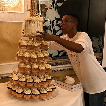Gowing 6 Tier Cupcake Stand, Cupcake Tower Display, Round Cupcake Holder, Cupcake Display Stand with Base, Acrylic Clear Tiered Dessert Stands for Party