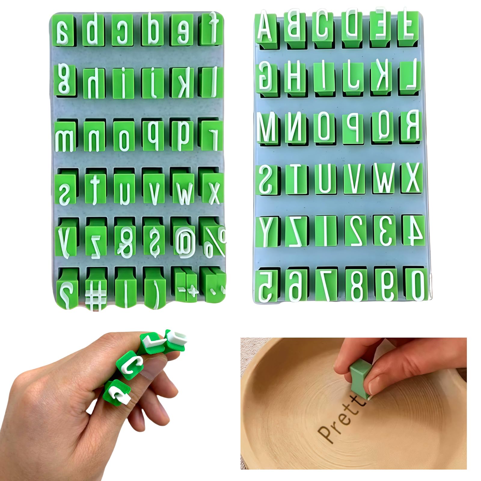 Tampon alphabet pour argile et scrapbooking en bois