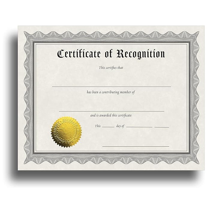 Buy Certificate of Recognition Certificate Paper with Embossed Gold ...