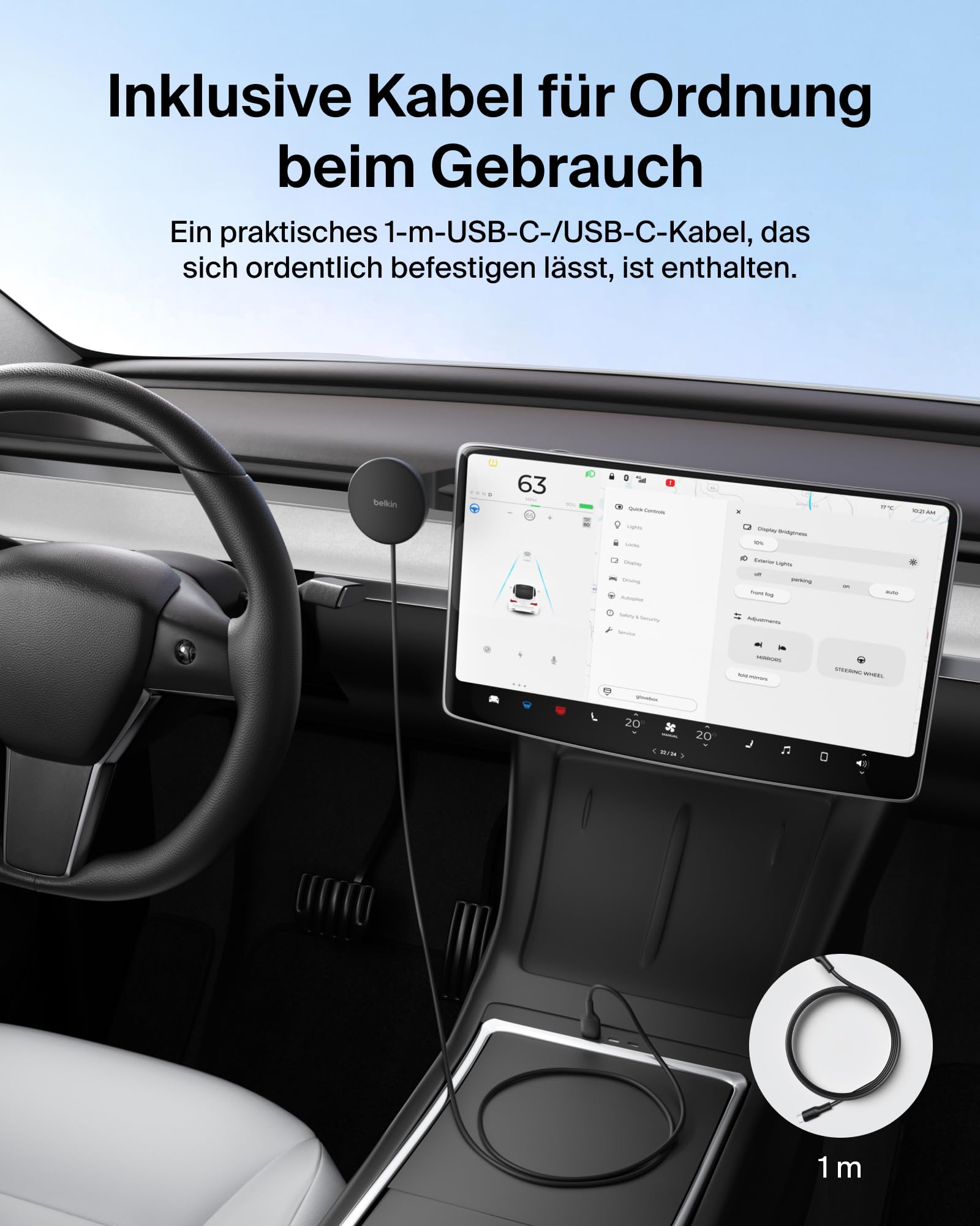 Belkin BoostCharge Qi2 Kfz Ladegerät, Magnetische Handyhalterung Auto mit Ladefunktion, Induktive Ladestation MagSafe Kompatibel, Lüftungshalter mit USB C Kabel für iPhone, Galaxy, Pixelsnap – Schwarz
