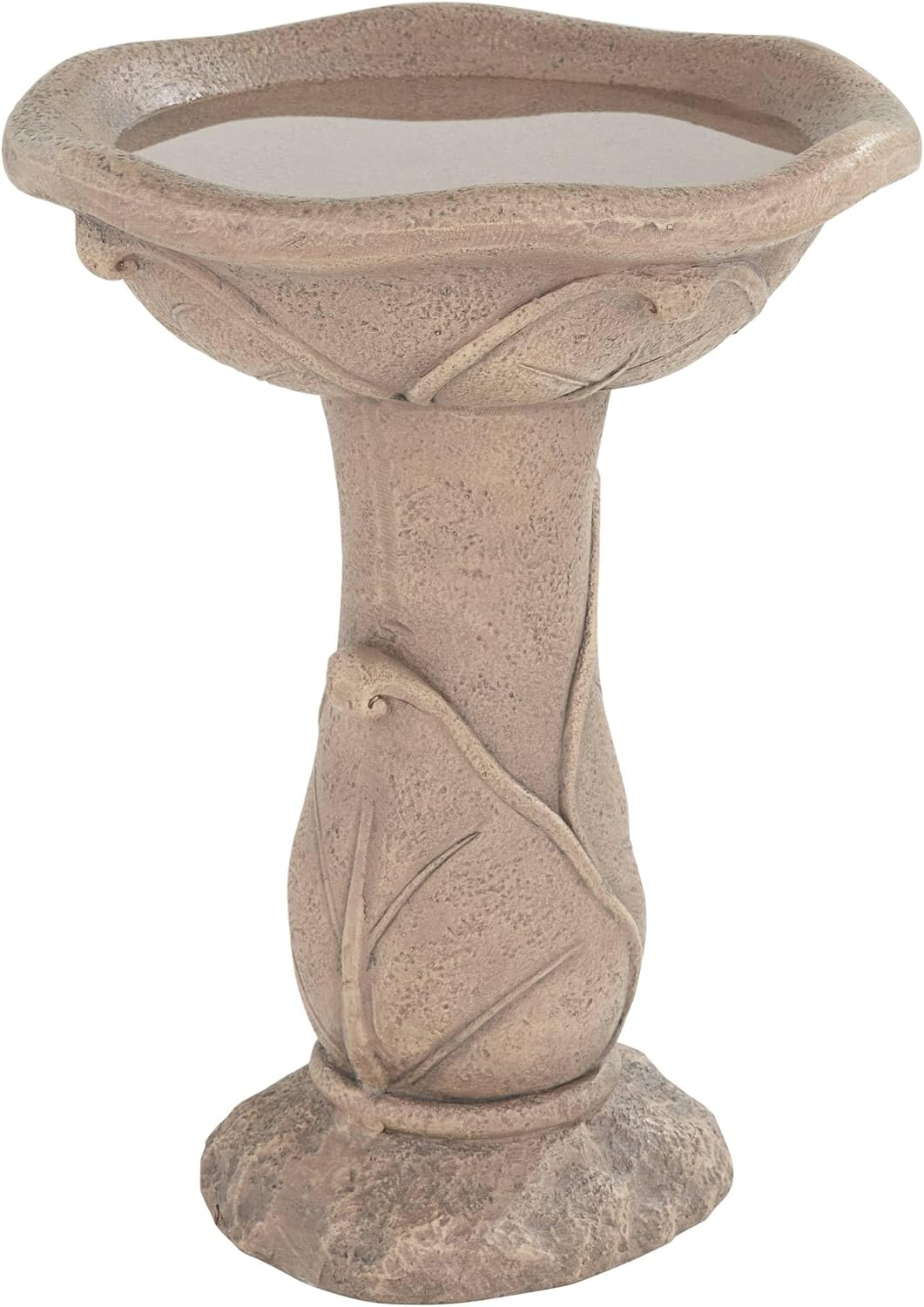 Missy Water Lily 23" High Large Rustic Outdoor Decor Light Brown Cement Floor Fountain Standing Bird Bath Bowl Water Feature for Outside Garden Patio Yard Backyard Porch Deck - John Timberland