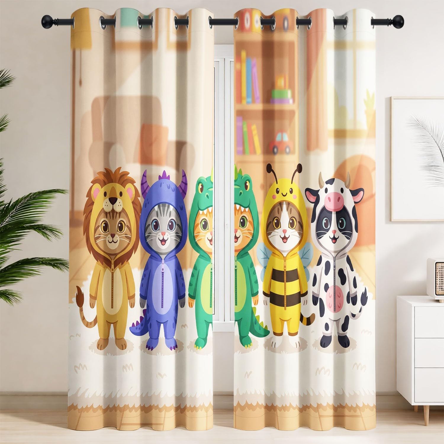 Rideaux Occultants Chaton Thermiques Fenêtre Chambre Enfant Salon Lot de 2