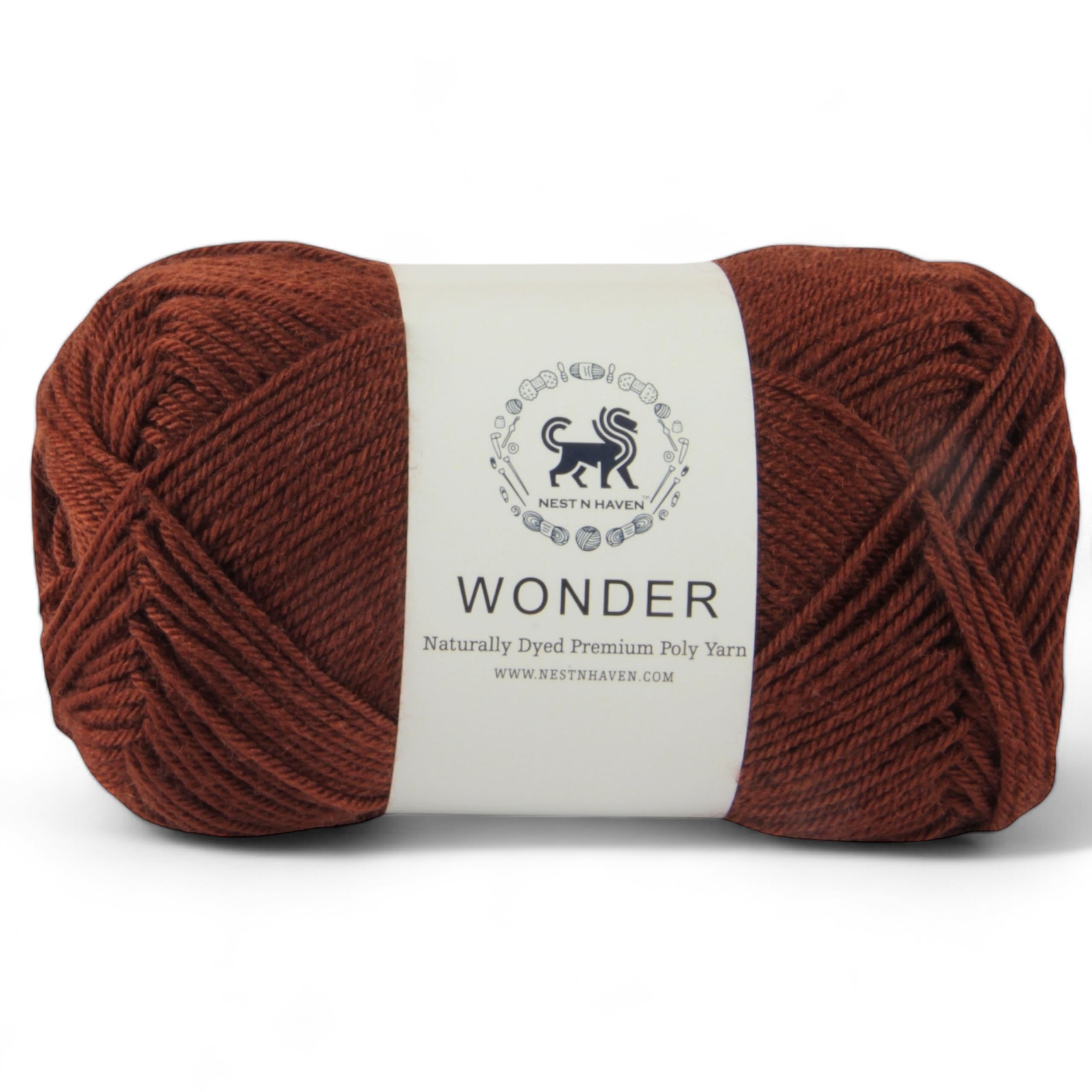 NESTNHAVEN,Wonder,Poly Yarn Supersoft Hand Knitting Wool Ball,(1 Ball/100 Gram Each) Ball Suitable For Craft,Crochet,Amigurumi,Garments,Flowers And Hobby Projects,2 Fine,Shade No-NNHW(Brown,100 Gram)