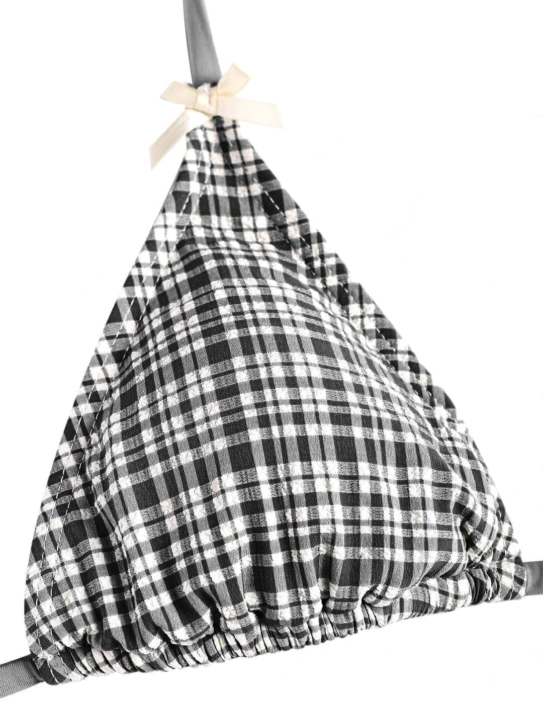 seamoly Women's Bikini Sets Tie Back Bowknot Two Piece Swimsuits Triangle Thong Bathing Suit Gingham Floral Cherry Printing - Image 5