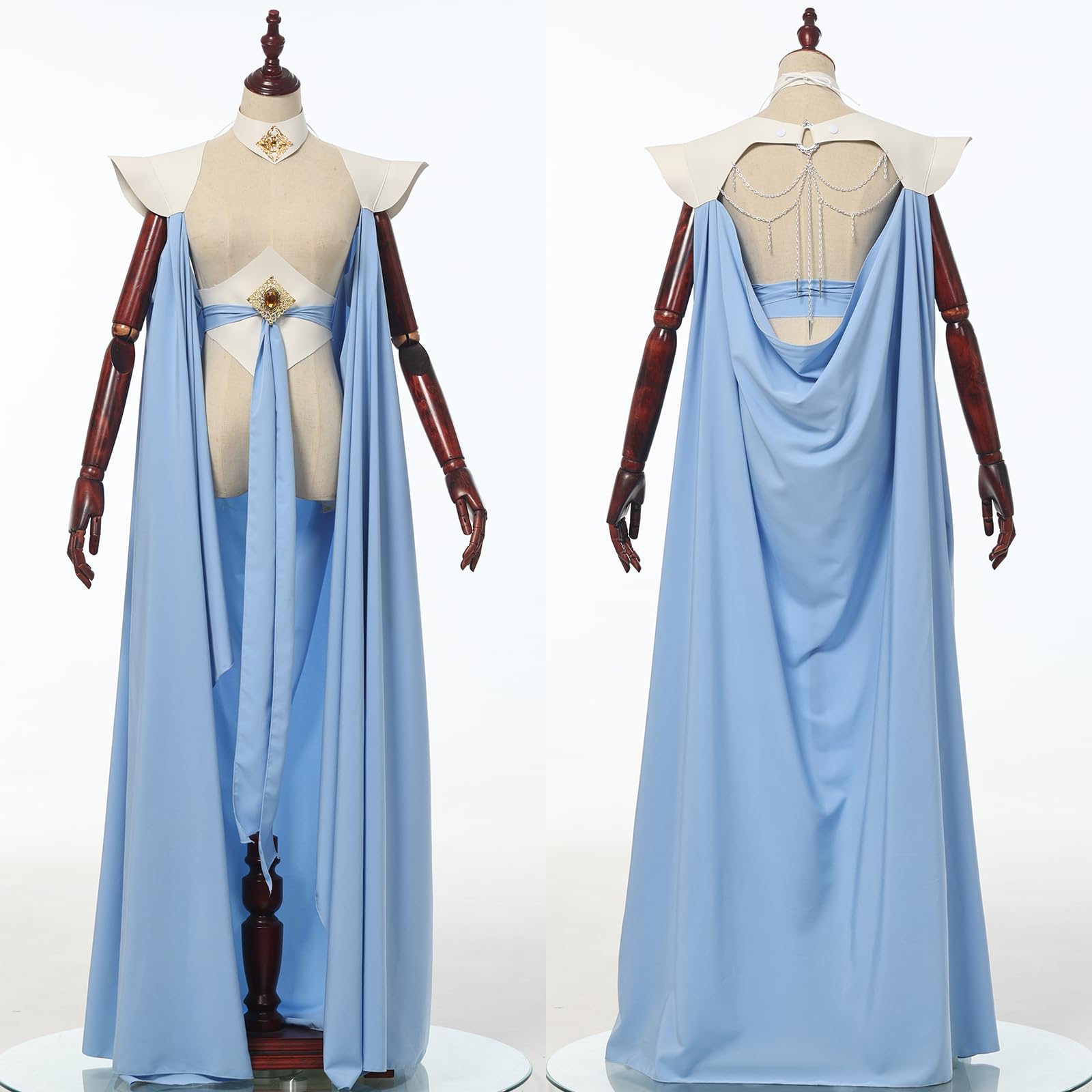 UniqKaliber Medieval Elven Cloak for Women Full Length Fairy Cape Off Shoulder Capelet Renaissance Cosplay Costume - Image 4