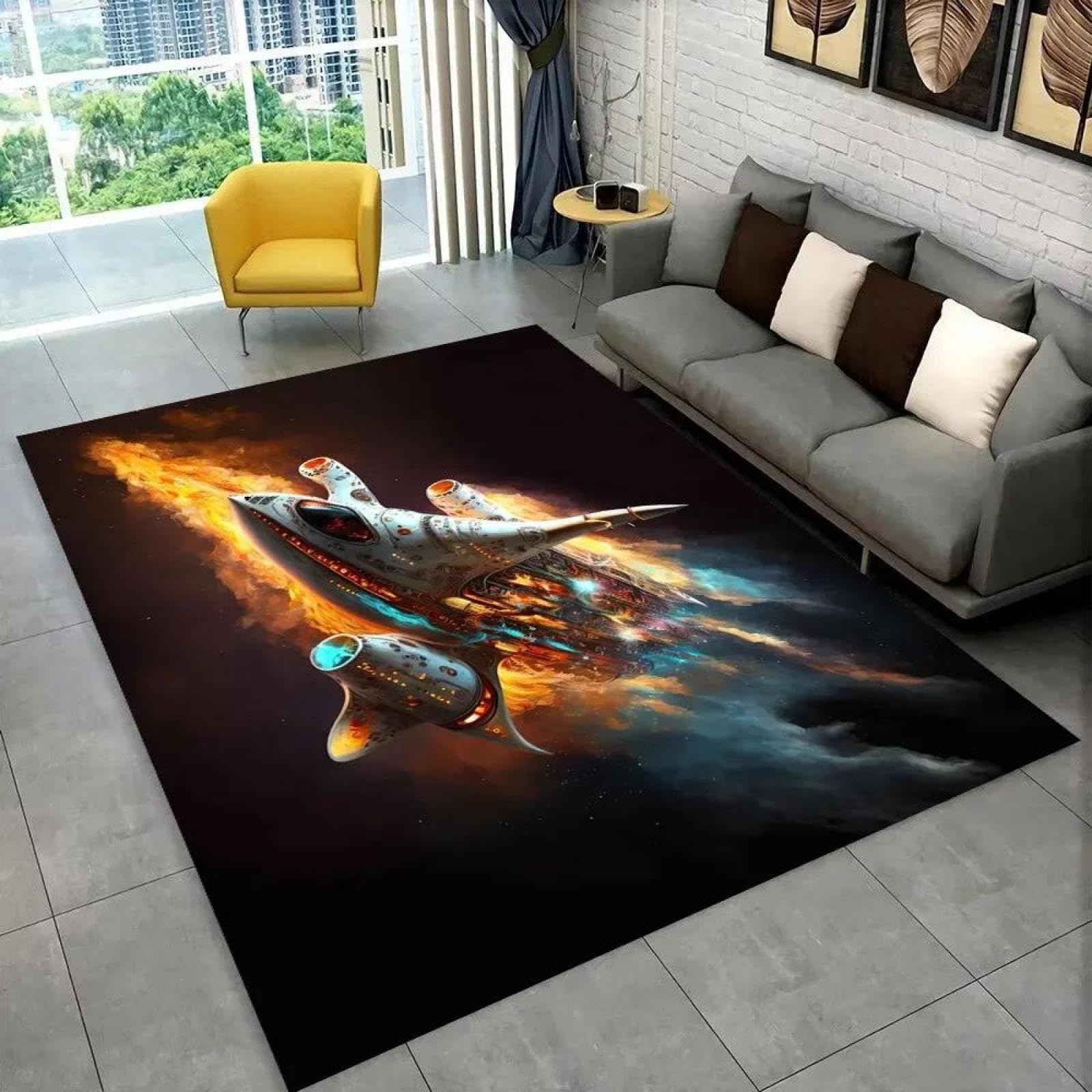 Tapis de sol spatial 3D antidérapant pour chambre d'enfant et zone de jeux