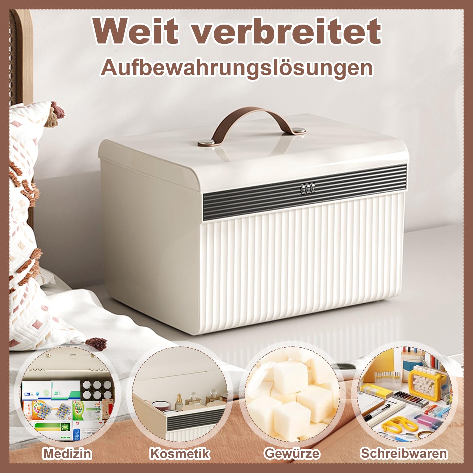 2 Abschließbare Box Medikamente aus 28 x 21 x 18 cm