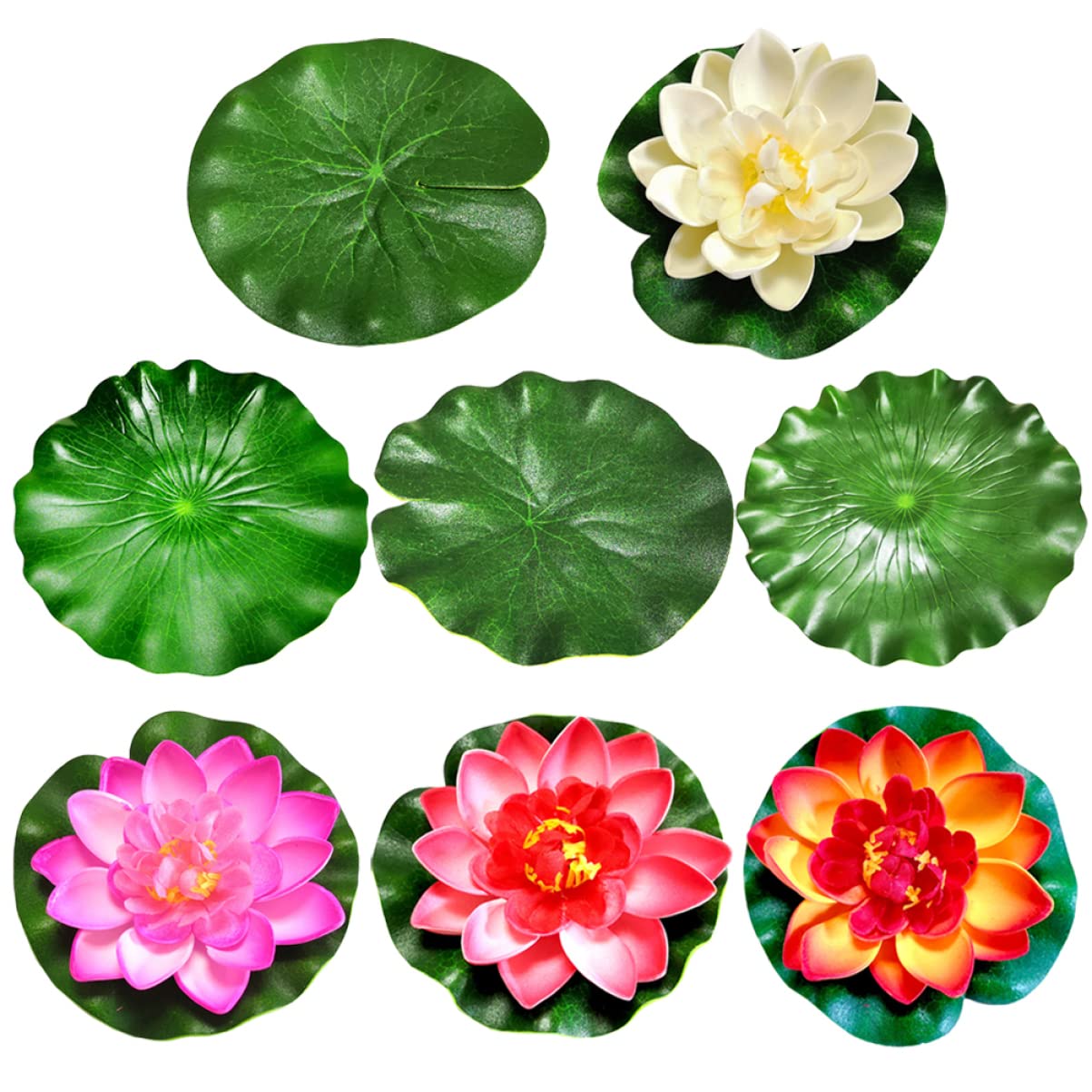 Nénuphars artificiels flottants lot de 8 pièces en plastique déco bassin