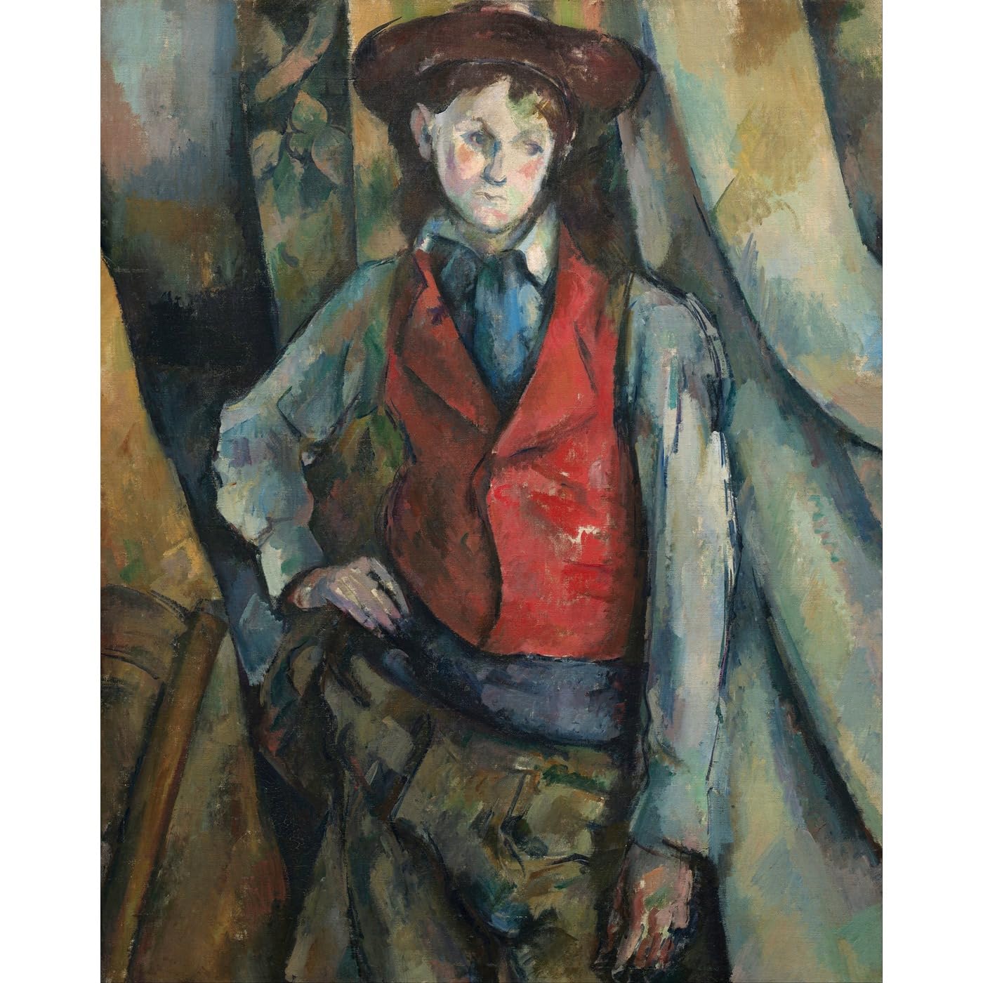 Cézanne Garçon dans un gilet rouge impression sur toile décoration murale - 2