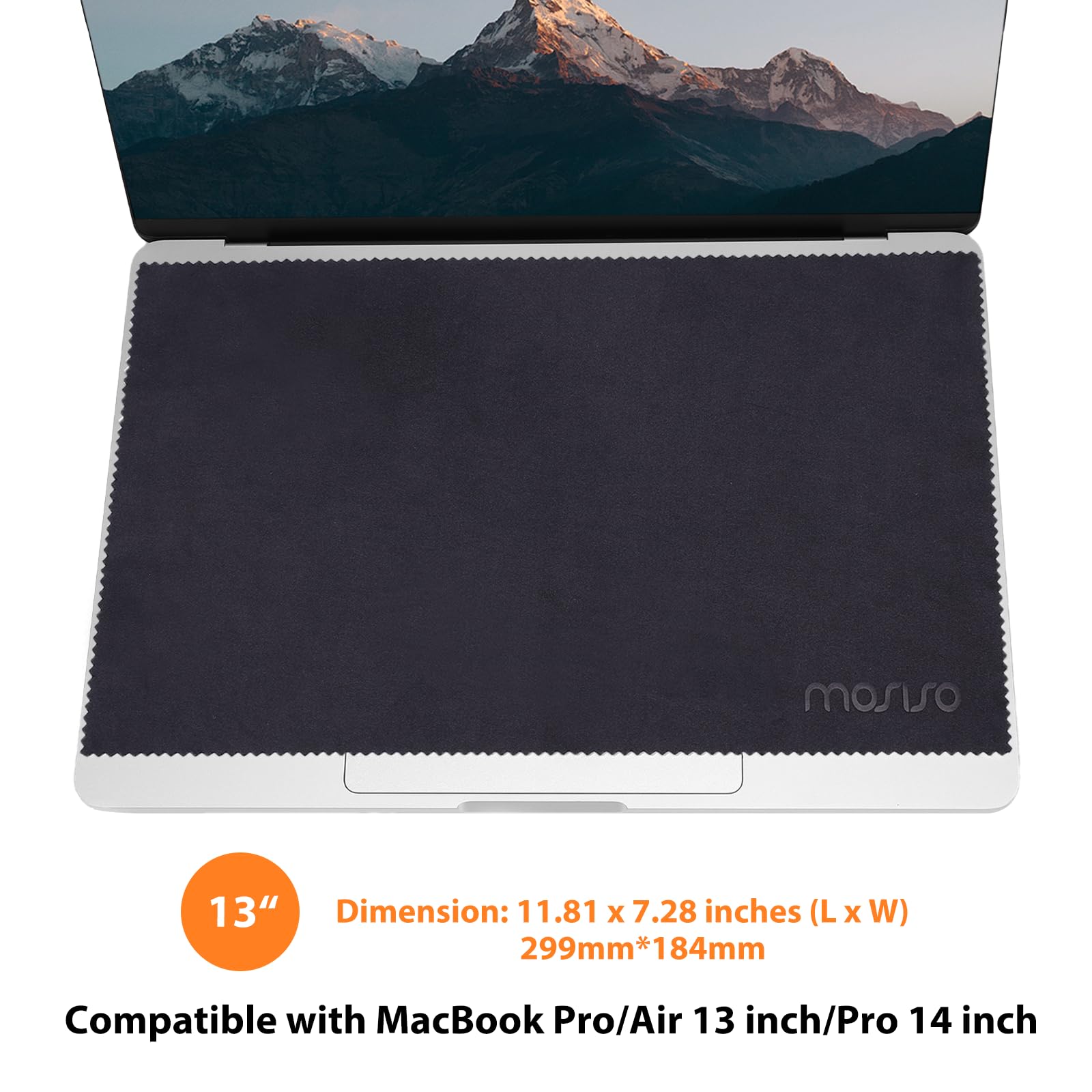 MOSISO 2 Pack Screen Keyboard Imprint Protection, 13 inch Soft Laptop Microfiber Liner Cleaning Cloth, Laptop Keyboard Protector Compatible with MacBook Pro/Air 13/Pro 14 inch, Black