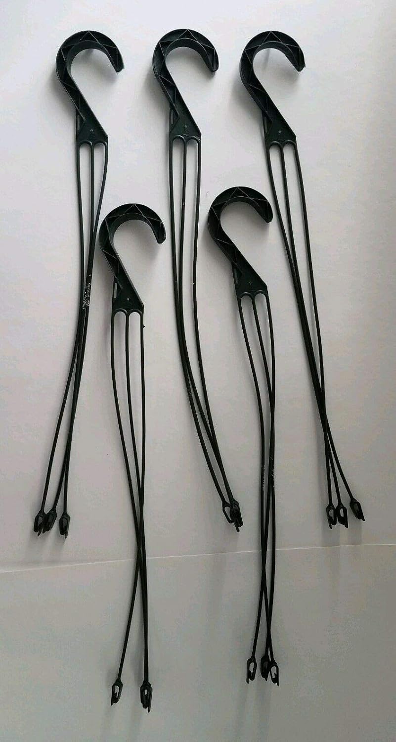 Green Replacement Plastic Hangers (Set of 5) for 10 Hanging Baskets (3 -Strand) Planters VG #PKR02