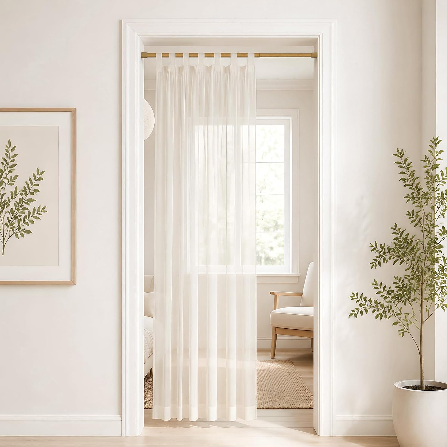 MEXAU 2 Pack Spring Tension Curtain Rod for Window 17-38 Inch, Wood Grain