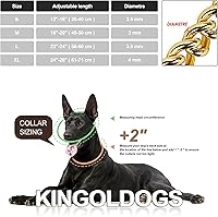 Vista 6 de Collar de cadena de oro para perro, acero inoxidable, oro de 18 quilates, ajustable, eslabones cubanos de metal a prueba de mordidas, cadena