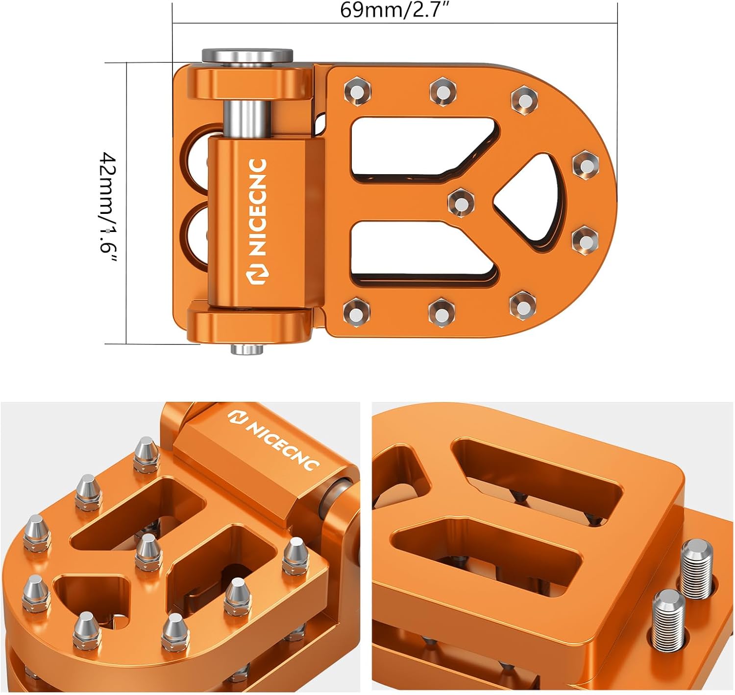 NICECNC Dual Rear Brake Lever Step Plate Compatible with Husqvarna Norden 901 2022-2025, Norden 901 Expedition 2023-2025, Compatible with KTM 790 890 Adventure/R/S/Rally 2021-2025, Orange