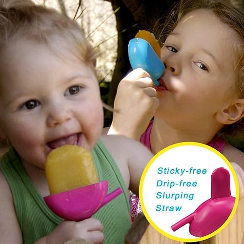 Miniatura 5 de Juego de 8 moldes para paletas heladas congeladas con protector de goteo de paja para sorber  para golosinas caseras congeladas  yogur congelado,