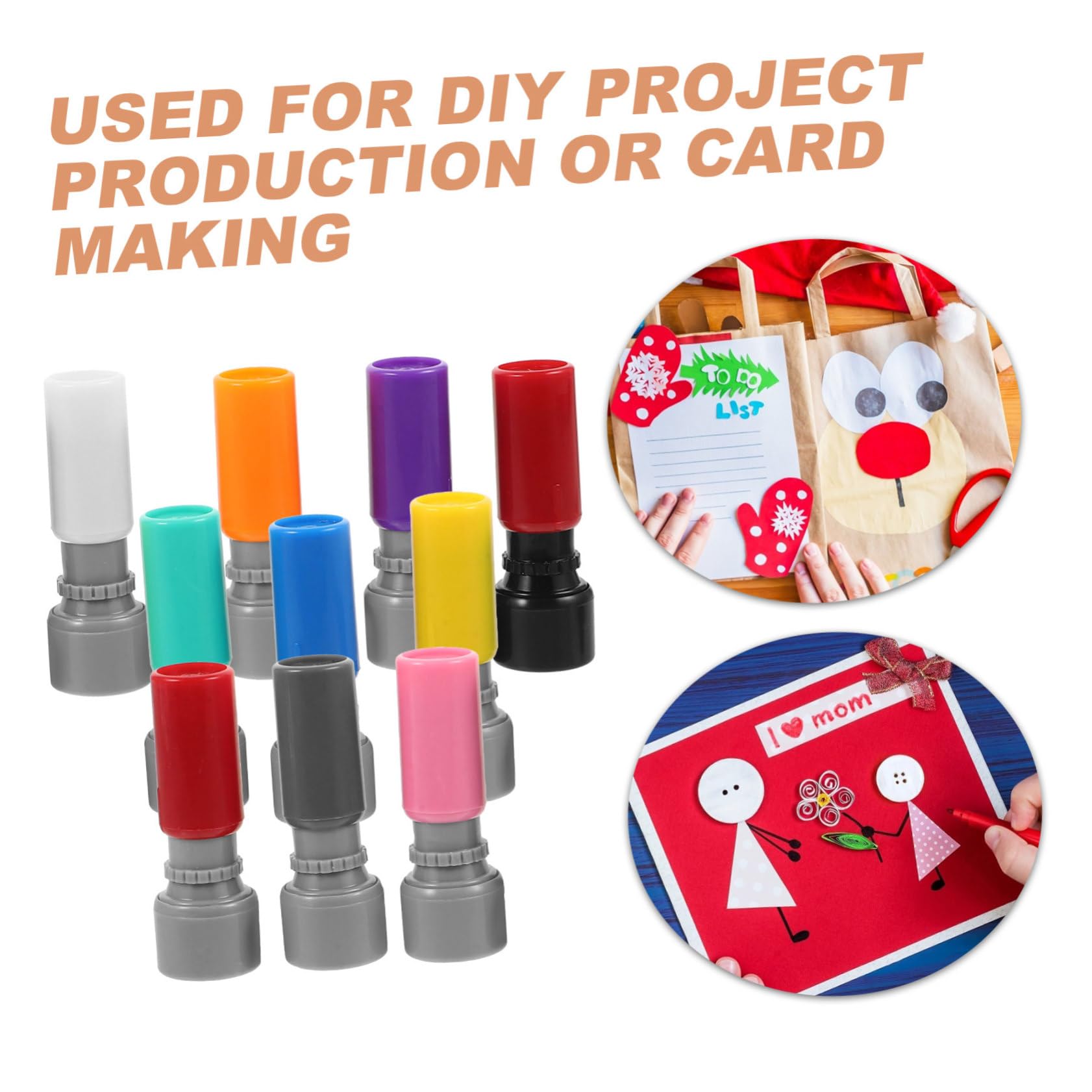 Beatifufu DIY Engraved Round Seal Stamp Kit 10pcs Name Stamp Making Tool Ink for Business Use