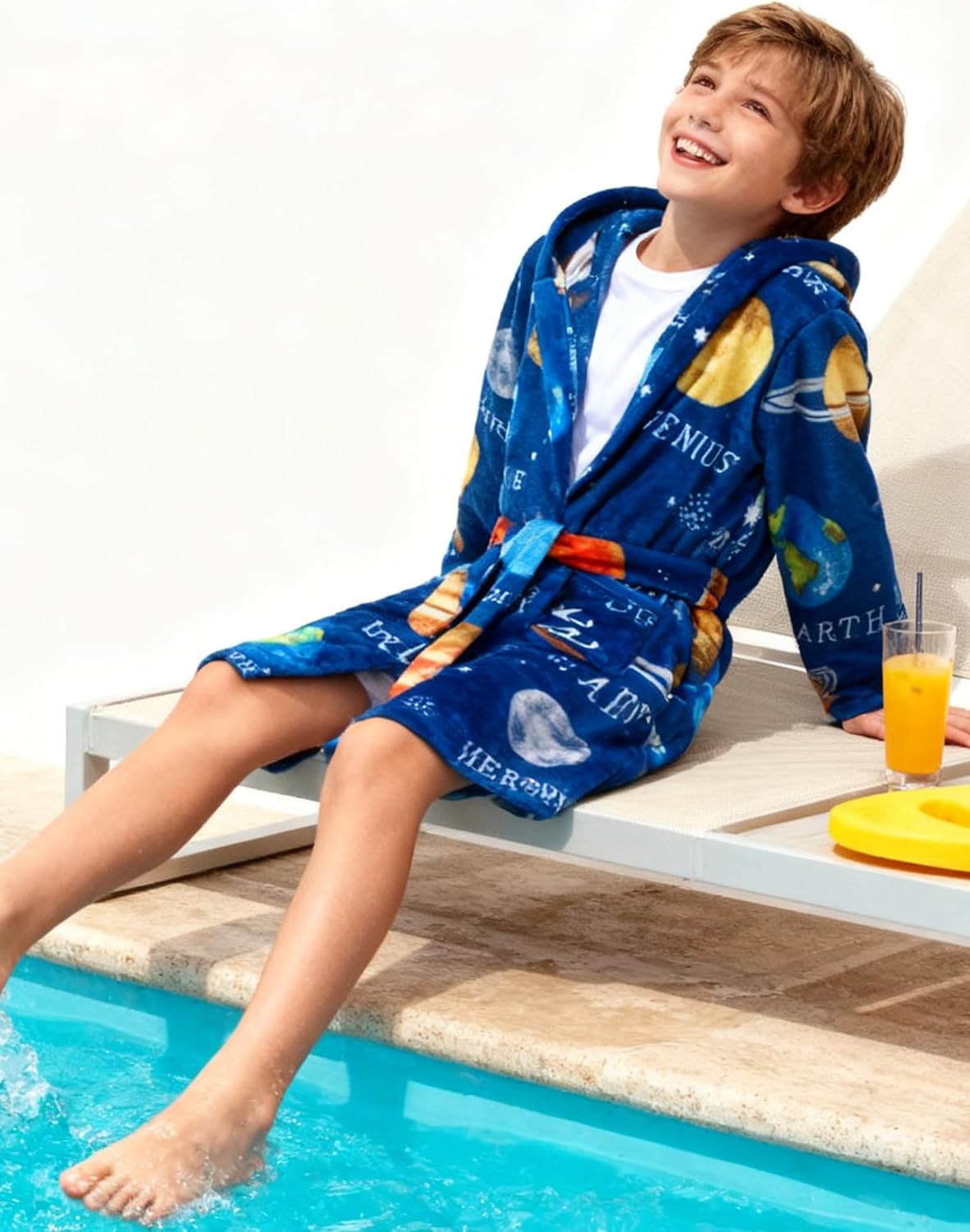 Boys Girls Robe Fleece Soft Hooded Kids Bathrobes Toddler Cute Plush Robes for Kids, 4-12 Years - Image 8