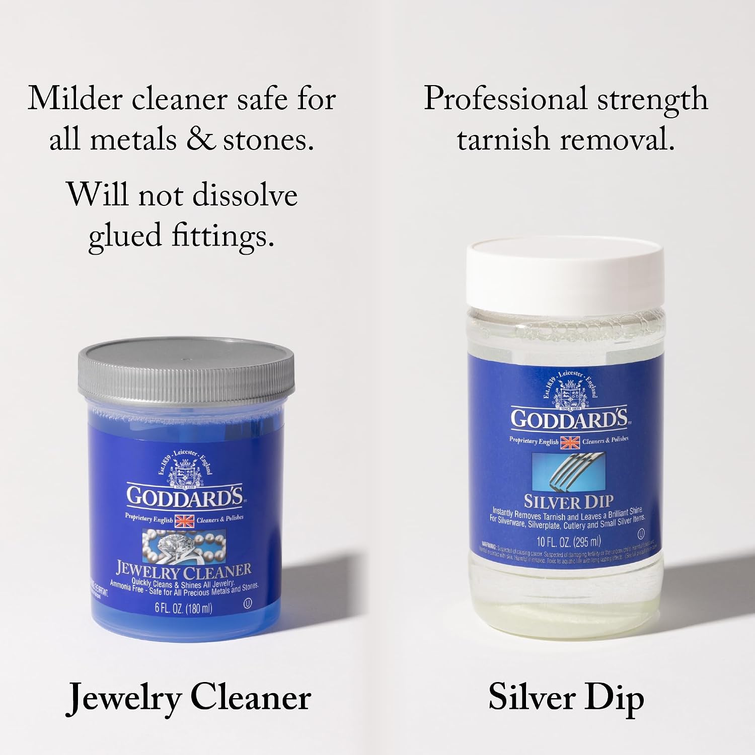Goddard's Jewelry Cleaner Solution, Safe for All Metals/Gemstones, 6oz, 2pk