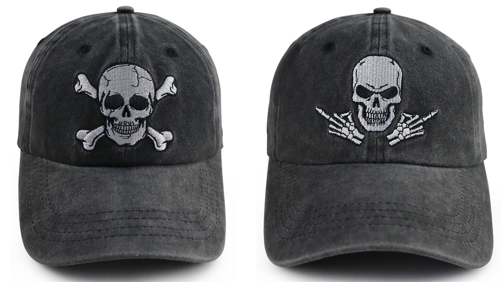 Skeleton Skull Decor Hats for Men Women, Funny Embroidered Skull