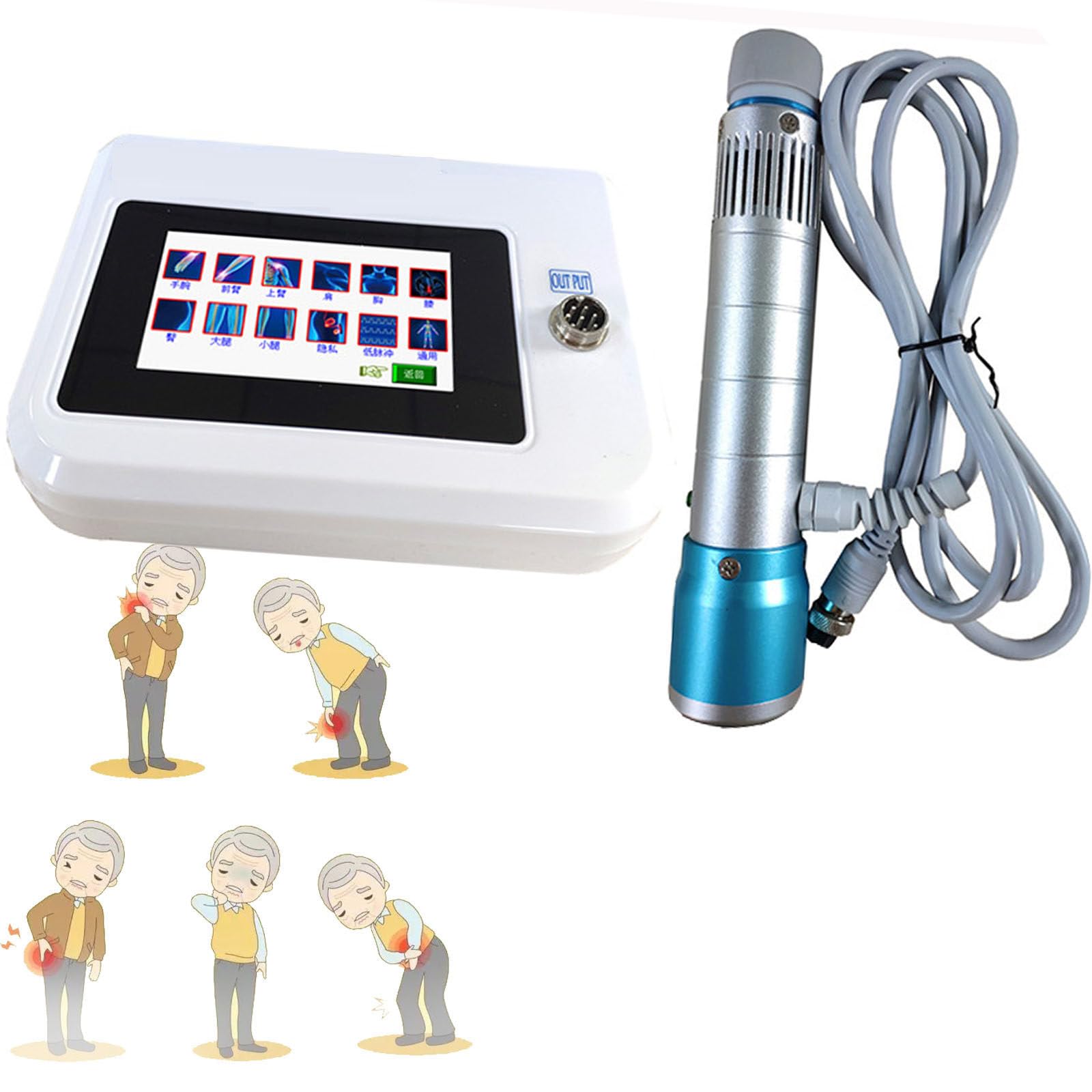 Macchina per Terapia Ad Onde d'Urto con 11 Teste di Massaggio Multifunzione Massaggiatore del Corpo a Onde d'Urto Curare Le Malattie Muscolari/Rafforzare Le Cellule/Alleviare Il Dolore,V100