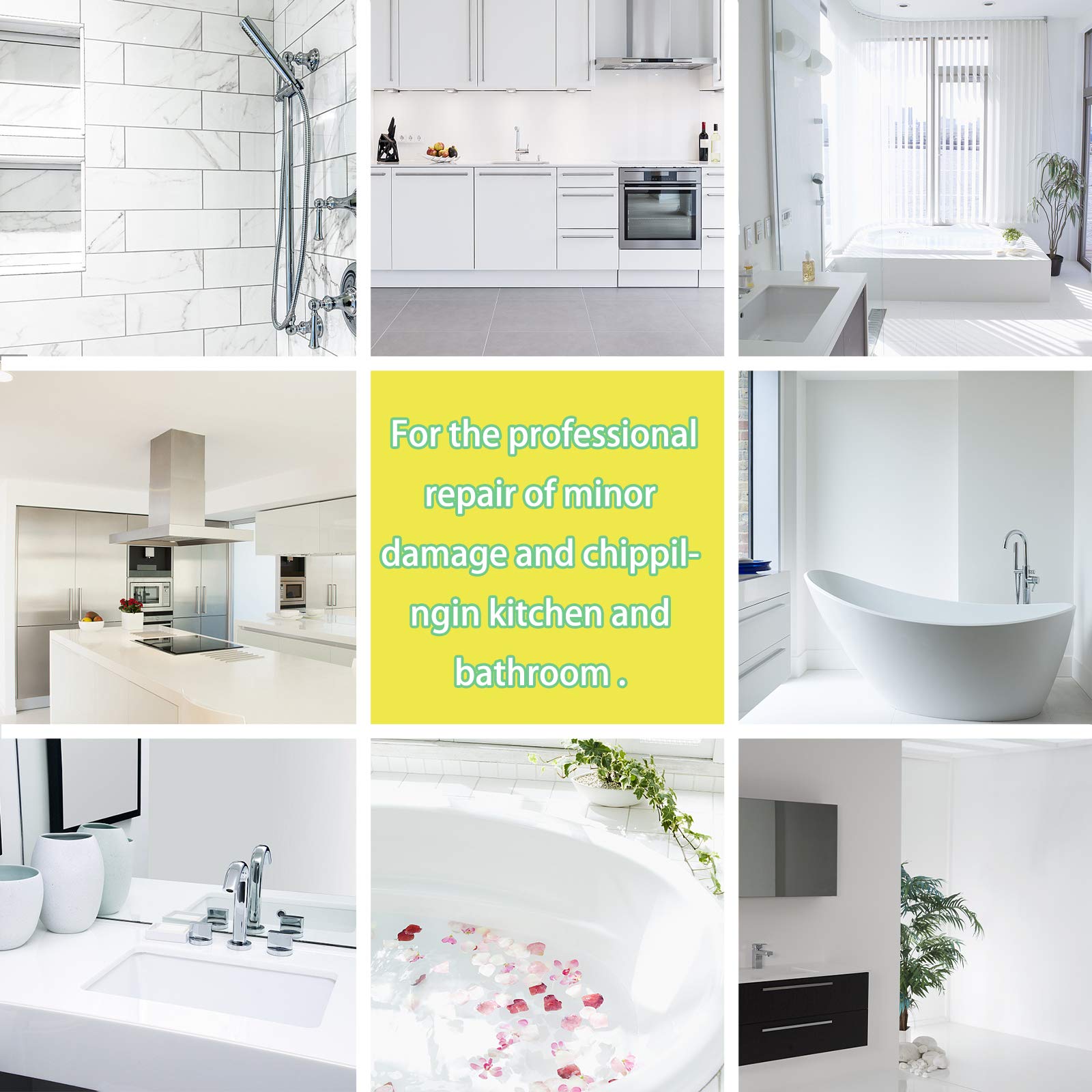 Tub, Tile, Porcelain and Shower Fiberglass Repair Kit for White Tubs, 3