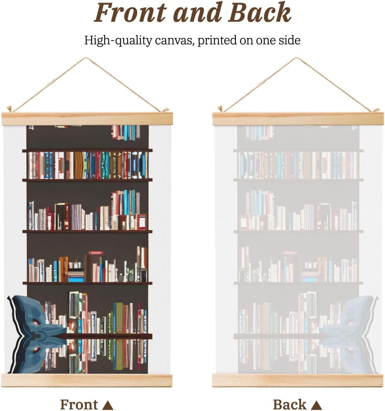 Library Bookcase Print Poster Hanger,Hanging Poster, Poster Frame,Wood Poster Hanger, For Wall Hanging