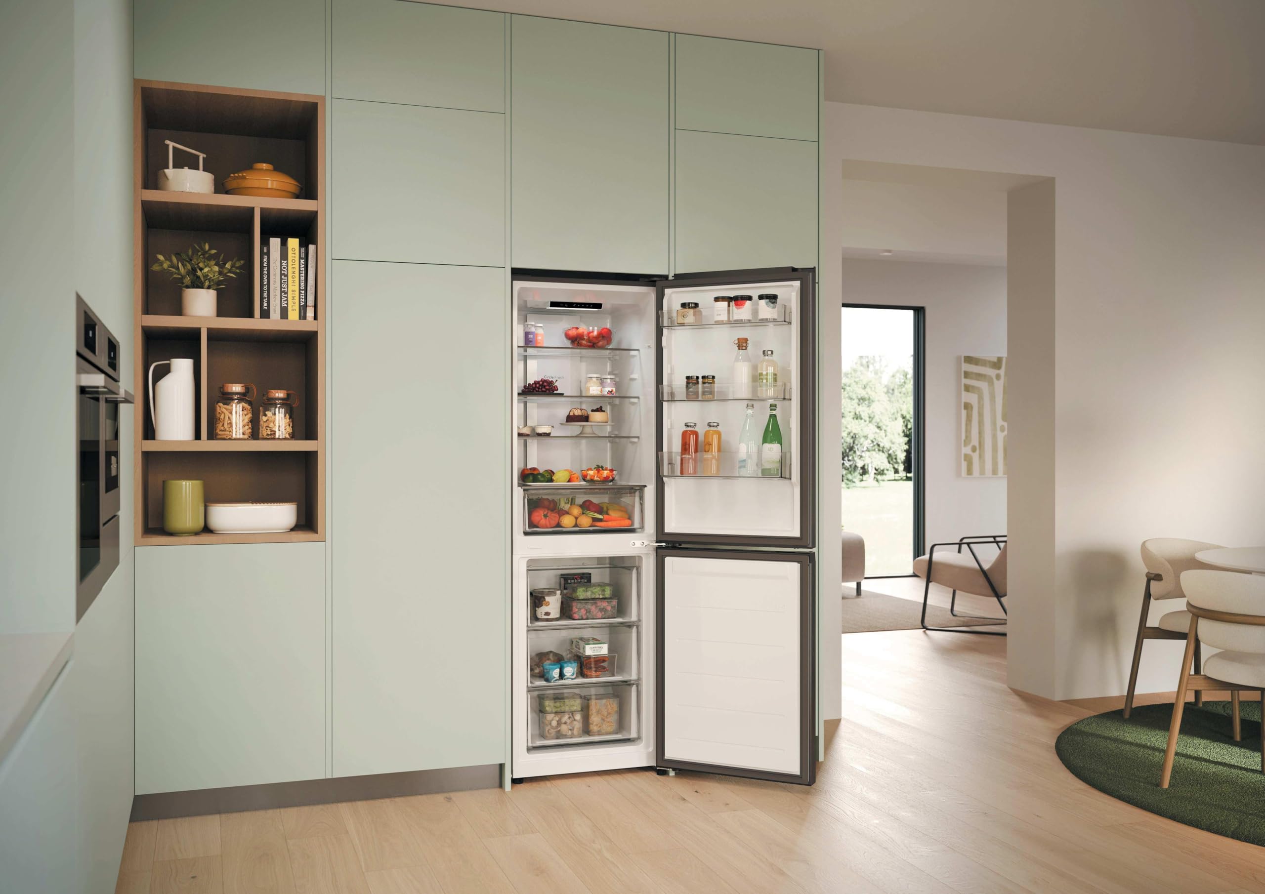 CANDY Fresco Style CNCQ2T6S18DX, Frigorífico Combi, Ancho 59,5cm, Altura 185cm, 315L, Total No Frost, Motor Inverter, Cajón Humidity, Control Digital Interno, Luz LED, Puertas Reversibles, Inox