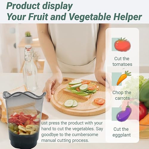 Miniatura 6 de Fresa Cortadora Multifuncional Frutas y Vegetales Cortador de Acero Inoxidable Taza Rápida Ensalada Fabricante (Cuerpo de botella transparente+2