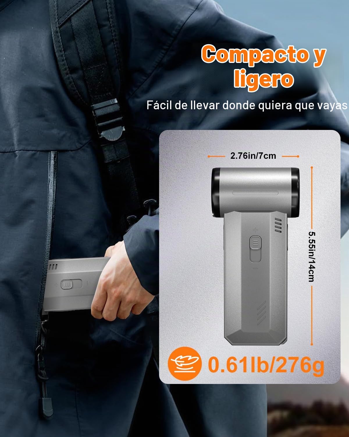 Buyounger Soplador de Aire Potente - 2 en 1 Air Duster & Aspiradora, 200000RPM Soplador Electrico Inalámbrico, Recargable 8000mAh & Velocidad Variable, Portátil para PC,Teclado, Exterior, Hogar y Auto