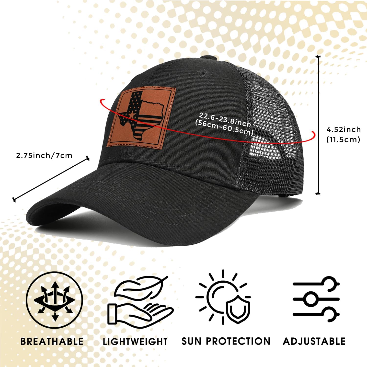 Texas Hats for Men, Texas Gifts State Flag Series Trucker Hat, Adjustable Snapback TX Baseball Cap