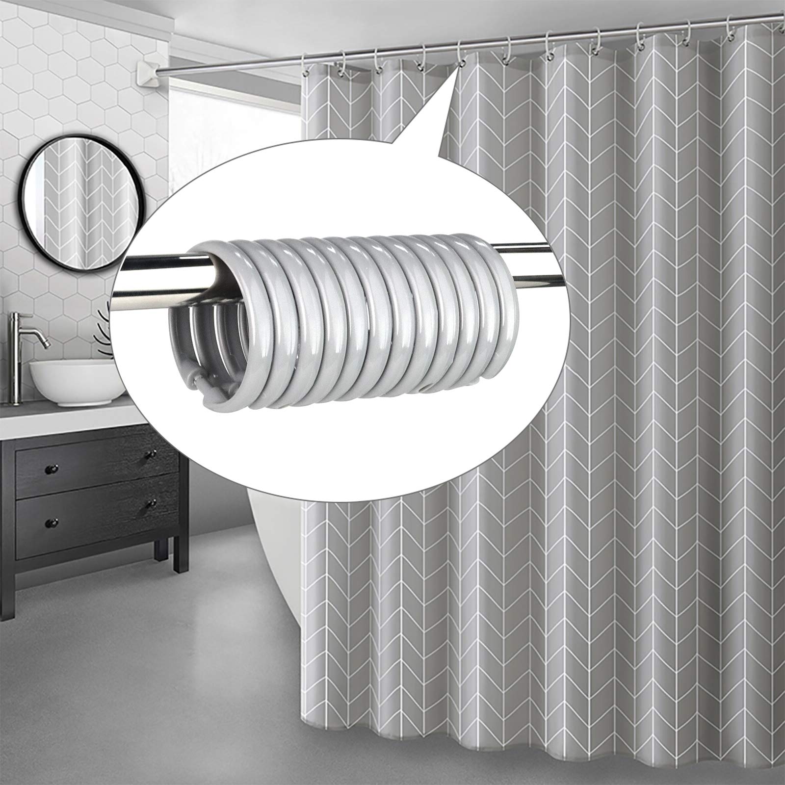 12-Pack Clear Plastic Shower Curtain Hooks – O-Shaped Rings, Smooth & Quiet Glide, Easy To Install