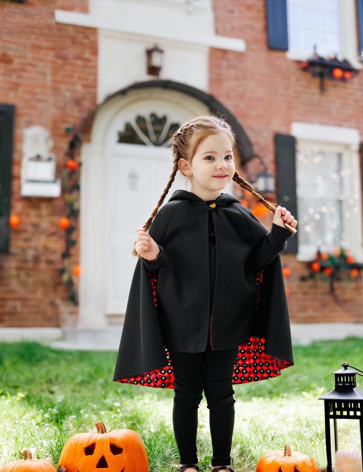BEAUTELICATE Czerwony Kapturek peleryna z kapturem krótka dziecięca ciepła kurtka płaszcz zimowy ponczo peleryna czerwony kapturek kostium karnawałowy na Halloween, karnawał, Boże Narodzenie, 2-12 lat
