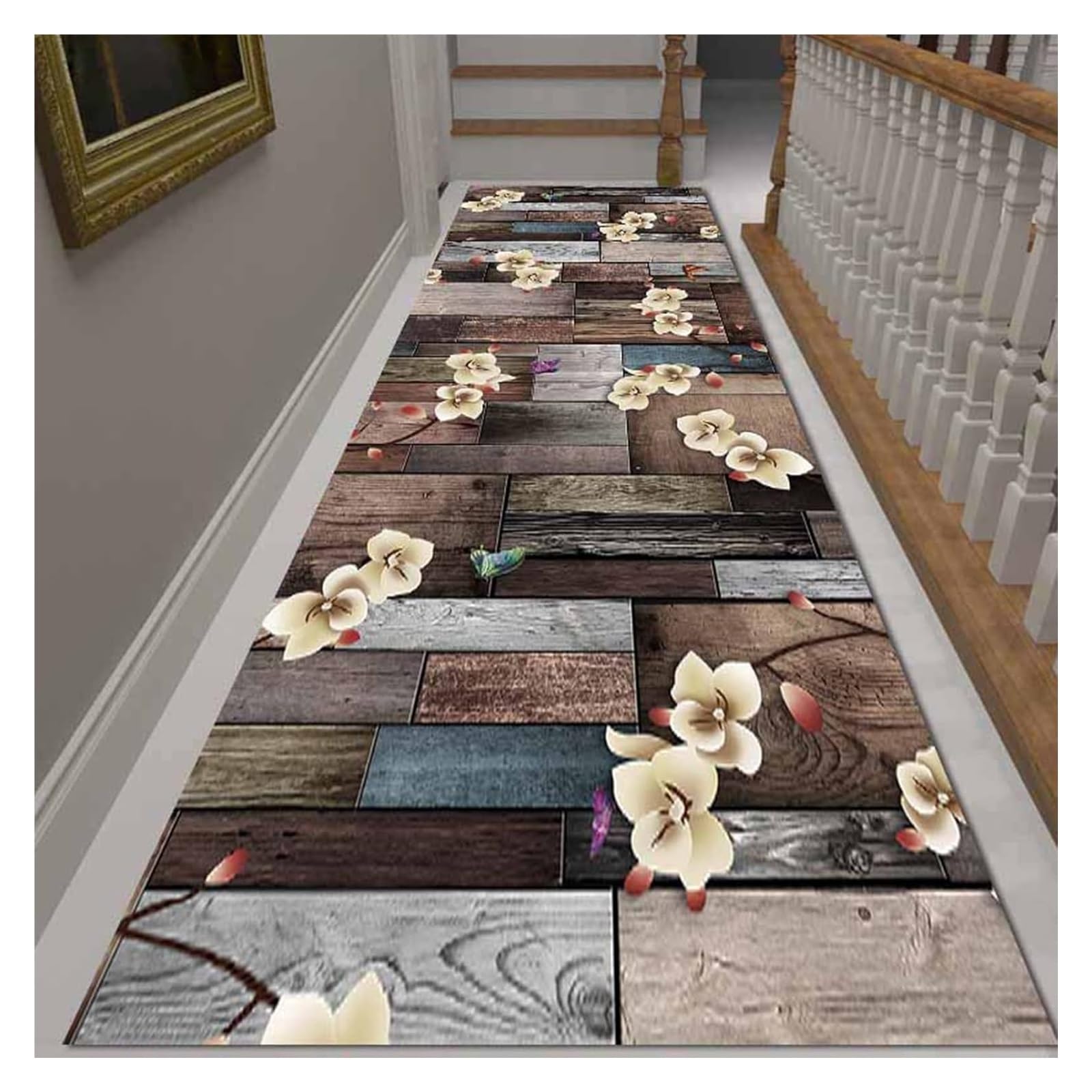 Tapis de couloir floral vintage KEuLen lavable grand salon