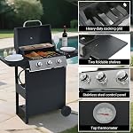 Endark 3-burner Grille à gaz propane 26,000 BTU acier inoxydable avec grilles de cuisson en fil d'émail et thermomètre intégré avec roues latérales pour le patio, le jardin et la cuisine extérieure