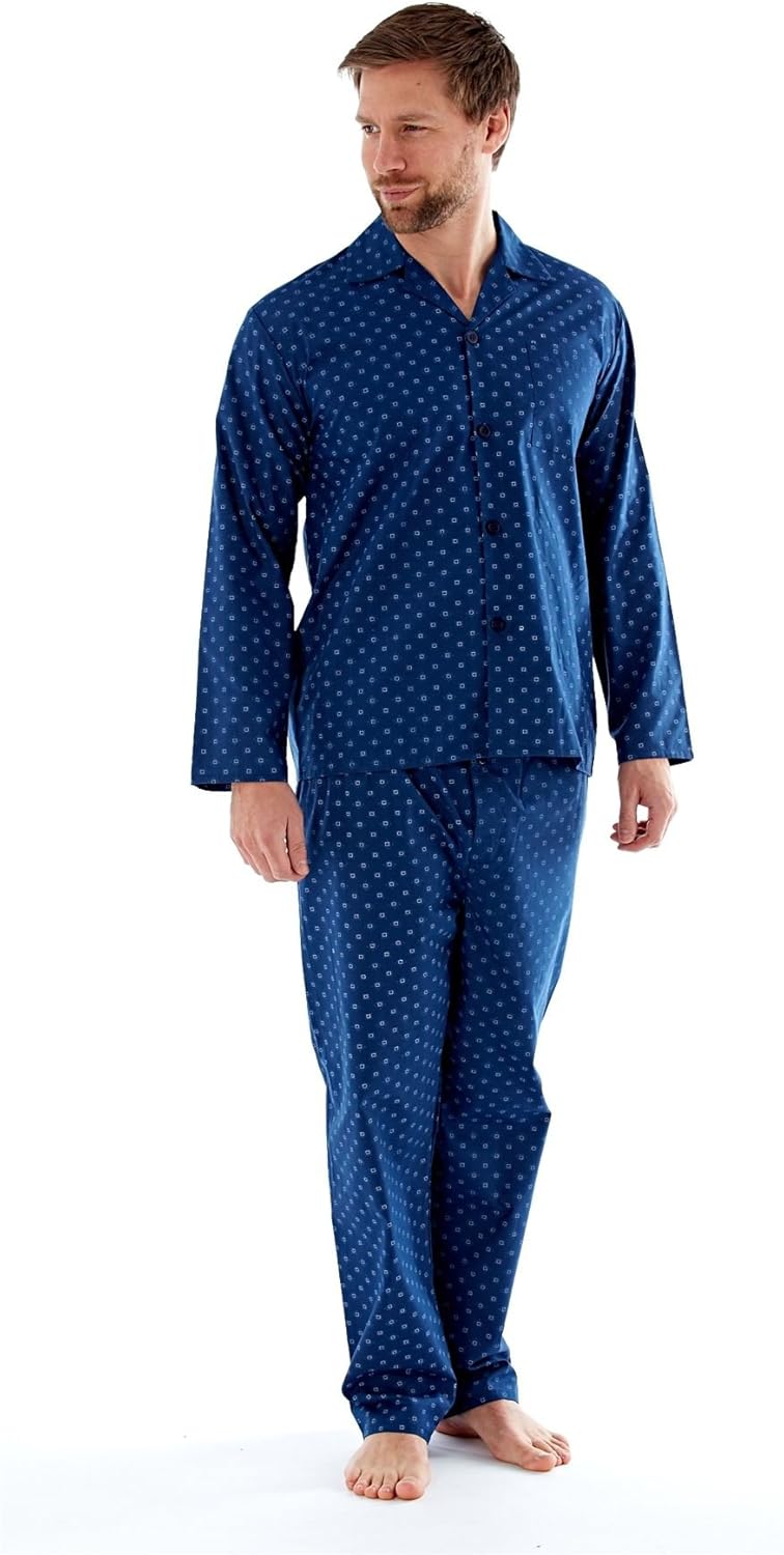 harvey james Mens Poly Cotton Long Pyjamas MN191 Dark Blue 2XL at Amazon Men’s Clothing store