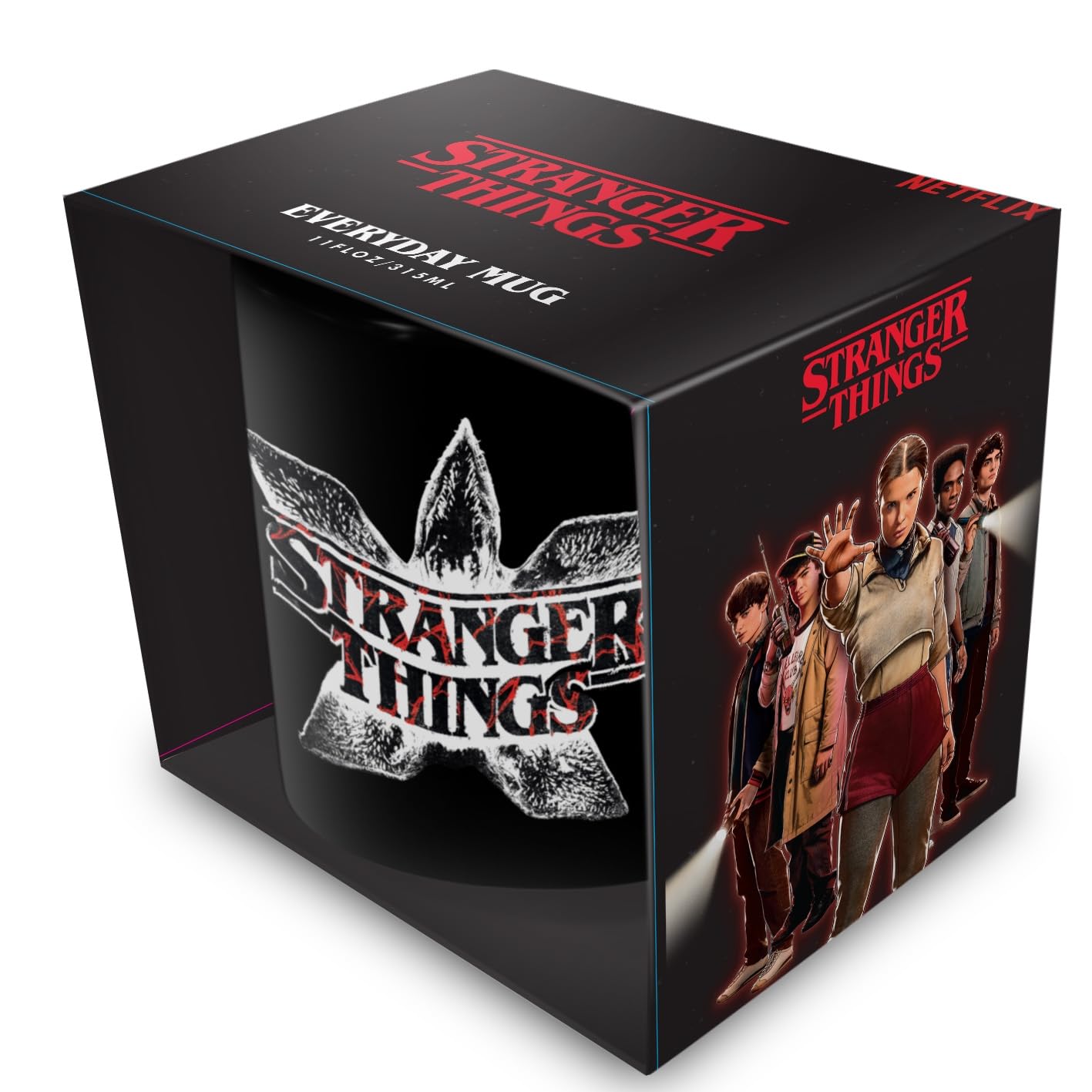 Stranger Things (Demogorgon Logo Black Mug, 315ml / 11oz Ceramic Cup, Official Netflix Licensed Merchandise, Premium Drinkware Gift for Fans & Collectors