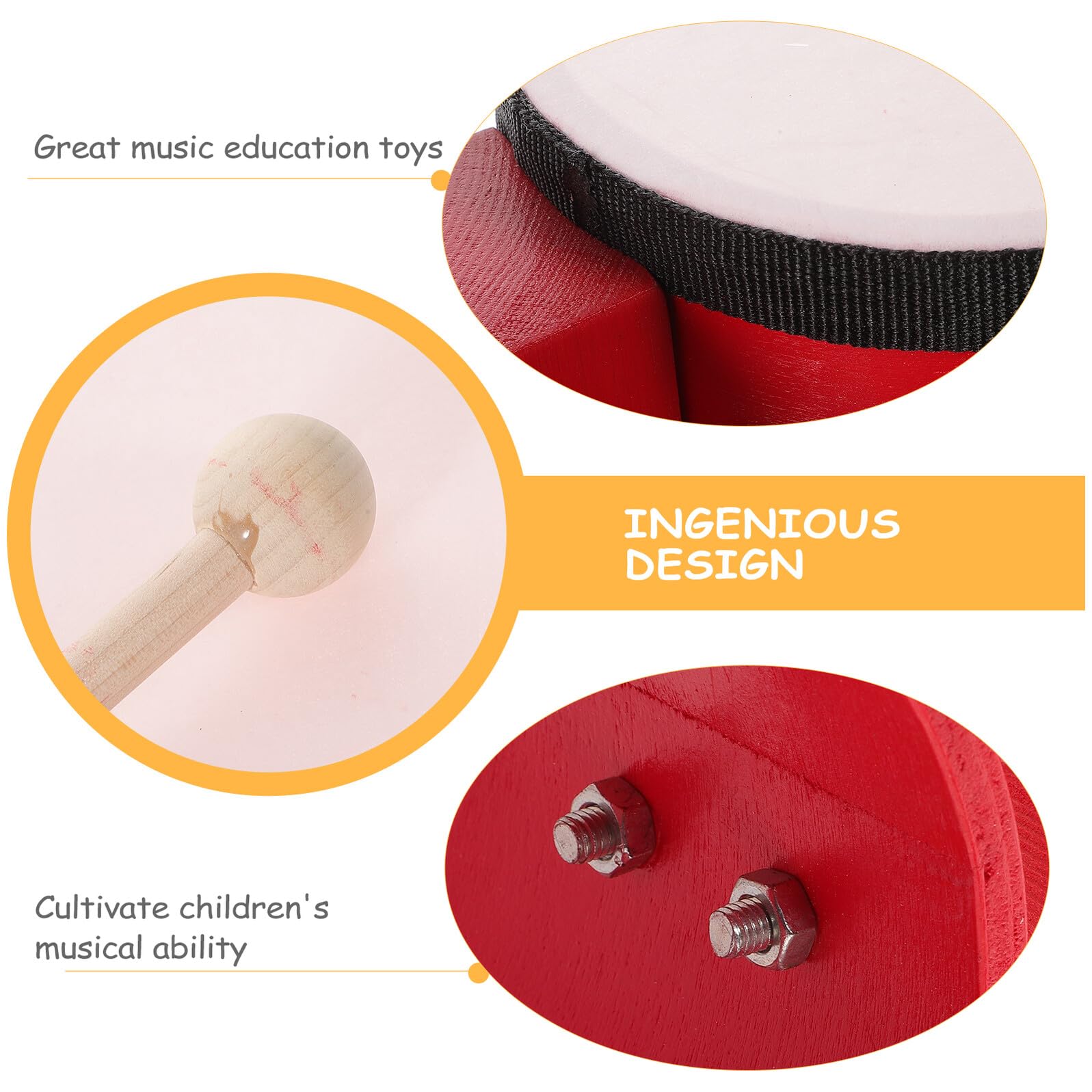 Set Strumenti a Percussione per 1-5 Anni Tamburi Bongo da 5 e 6 Pollici, Batteria per Bacchetta, Strumento Musicale Educativo per Gioco e Apprendimento Musicale