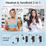TONOR Wireless Microphone Headset, UHF Microphone Headset System, Head Handheld Mic 2 in 1, Cordless Mic with 20 Channels, 160ft Range for Fitness, Teaching, Tour Guide, Voice Amplifier, Speaker, Pa