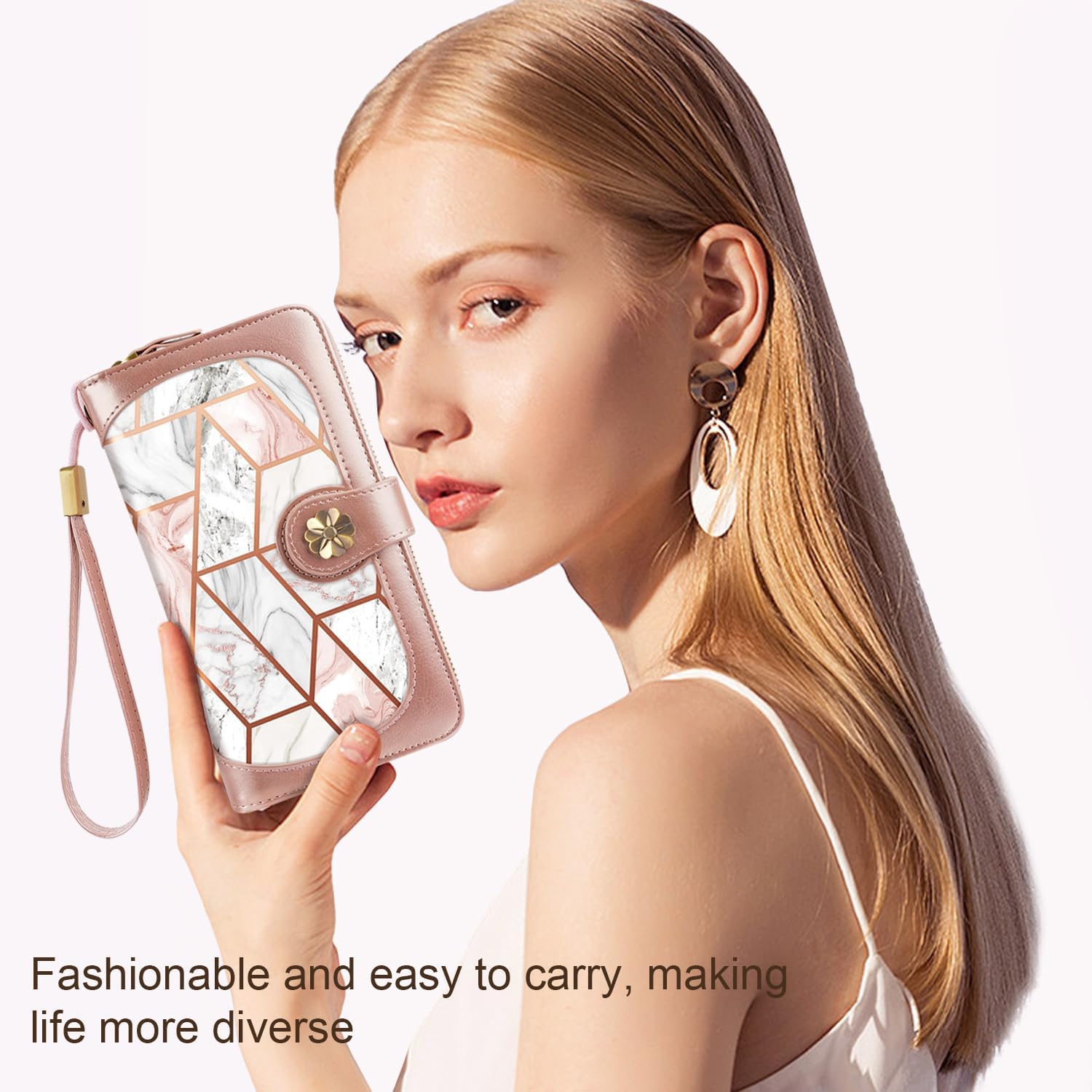 Wallets for Women Multi Card Holder Wallet Clutch Wallet Card Holder Organizer Ladies Purse with Wrist strap Purse - Image 7