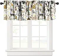 JESTRONRY Cortina decorativa com tema de gatos, estampa de animais de estimação fofos para cozinha, quarto, sala de jantar, decoração com bolso para varão
