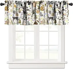 JESTRONRY Cortina decorativa com tema de gatos, estampa de animais de estimação fofos para cozinha, quarto, sala de jantar, decoração com bolso para varão