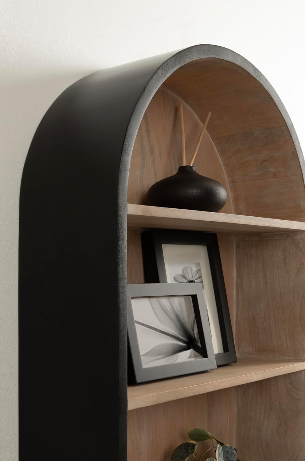 Kate and Laurel Arcott Modern Arched Wall Shelf, 18 x 6 x 26, Black and Light Natural, Transitional Arch Wall Shelves for Over-the-Toilet Storage or Entryway Storage Shelf