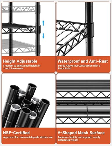 Miniatura 5 de Simple Deluxe Estantes de almacenamiento de 3 niveles, capacidad de carga de 750 libras, 24.02 pulgadas de ancho x 13.78 pulgadas de profundidad x
