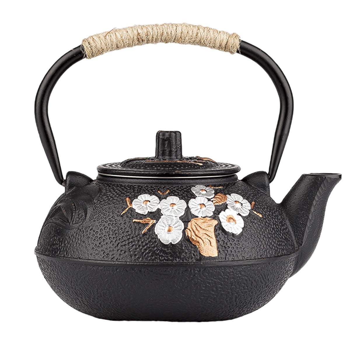 tetsubin cast iron teapot japanese tea kettle workshop with Stainless Steel Infuser(Plum bamboo pattern 20oz）【2.1 lb】