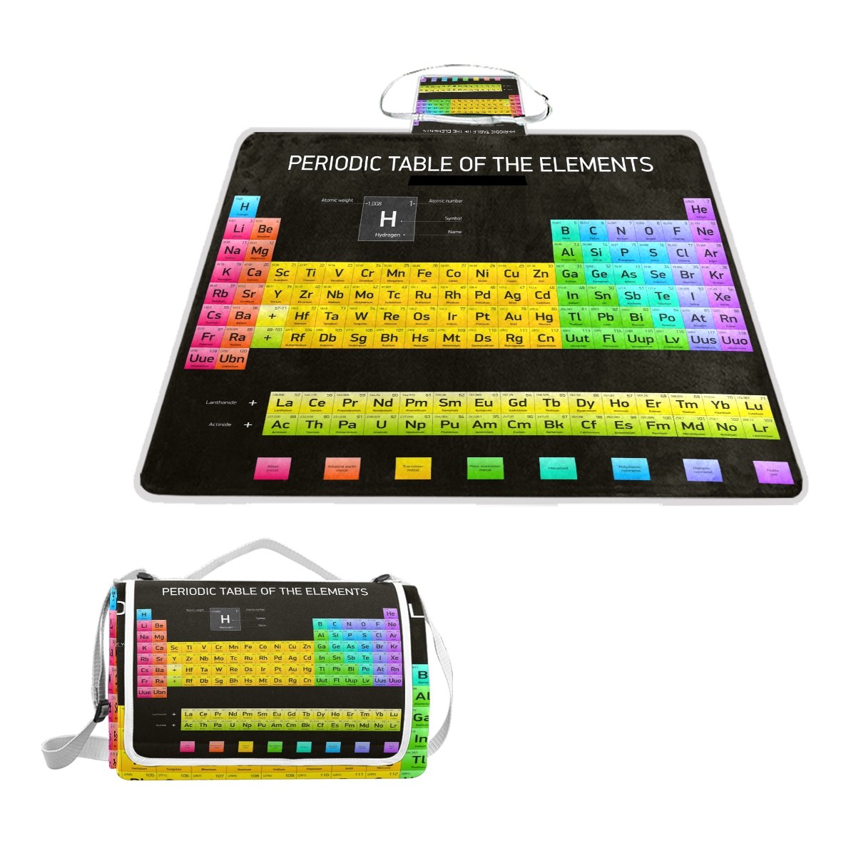 Naanle Chemistry Periodic Table of The Elements Picnic Blanket Outdoor Picnic Blanket Tote Water-Res