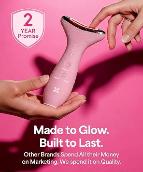 REVO Genie Facial Massager for Face and Neck, LED Beauty Device with Heat and Vibration, Depuffing Sculpting Tool with Red Blue Green Light Modes for Skincare Routine