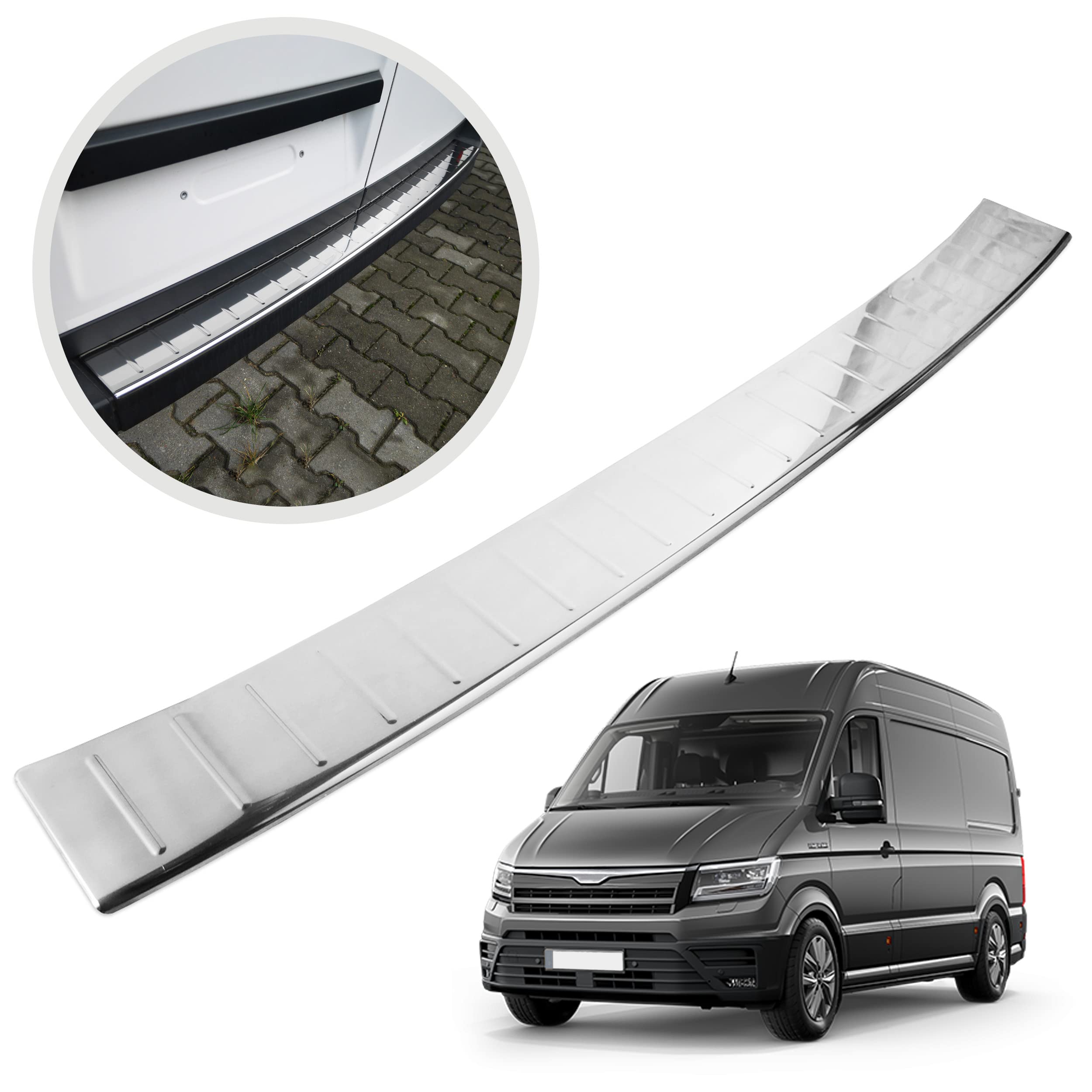 CHROMEMASTER | Protection de Pare-Chocs arrière | Compatible avec Man TGE de 2017- | Acier INOX Poli/Chrome | Protection de seuil de Coffre pour protéger Votre Voiture des Rayures