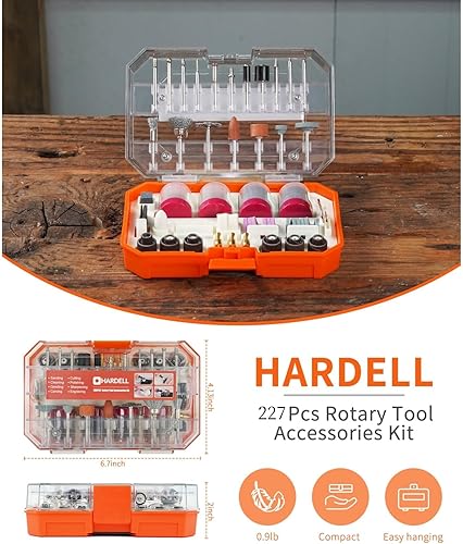 Miniatura 3 de HARDELL Accesorios para herramientas rotativas, 227 piezas, kit de accesorios de herramientas rotativas eléctricas, vástagos de 18 pulgadas de