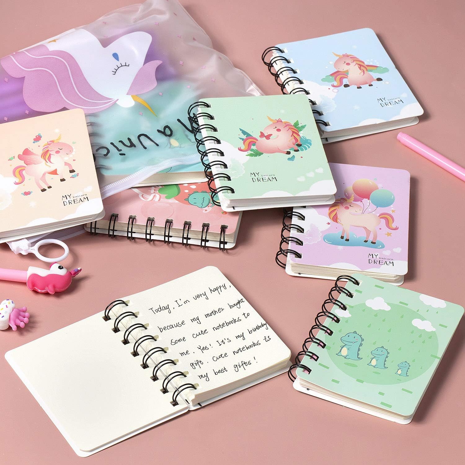 Spiral Notebook, Comius Sharp 8 Pieces Mini Notepads,Portable Small Pocket Notebook with Cute Cartoon Pattern Mini Diary Note Pad. - Image 5